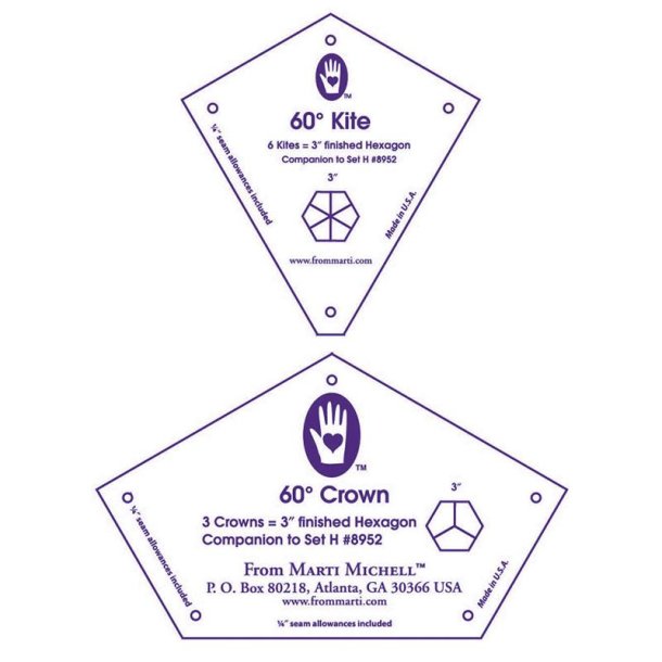 3" Kite and Crown, One-derful One-Patch Templates, Marti Michell