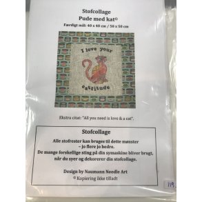 Stofcollage pude med kat