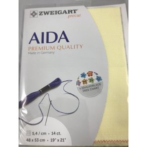 Aida , Gul 14 ct 5,4 pts/cm, 1 stk. 48x53 cm / 19x21 inch - Zweigart