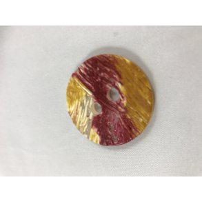 Rund Knap, r�d med m�nster 45 mm