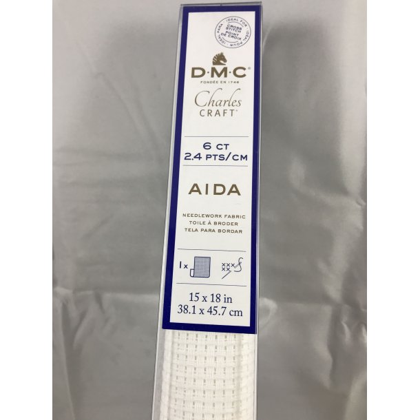 Aida ,Hvid 6 ct 2,4 pts/cm, 1 stk. 38,1x45,7 cn / 15/18 inch - DMC