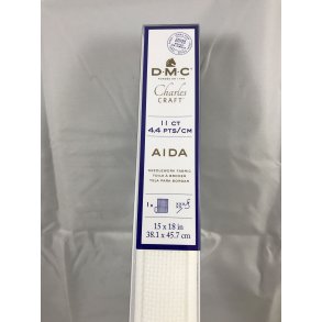 Aida ,Hvid 11 ct 4,4 pts/cm, 1 stk. 38,1x45,7 cn / 15/18 inch - DMC