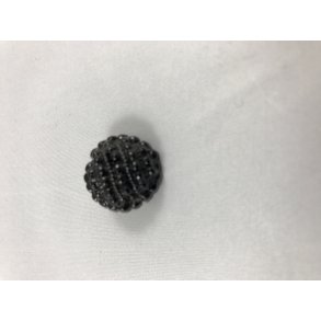 Rund Knap, sort med m�nster 30 mm