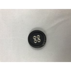 Rund Knap, sort med s�lv 25 mm