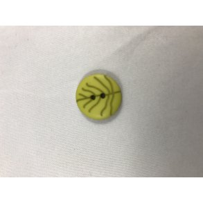 Rund Knap, lime med bladm�nster 20 mm