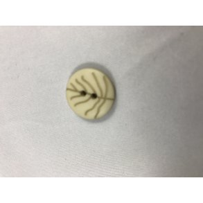 Rund Knap, beige med bladm�nster 20 mm