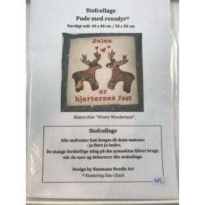 Stofcollage pude med rensdyr